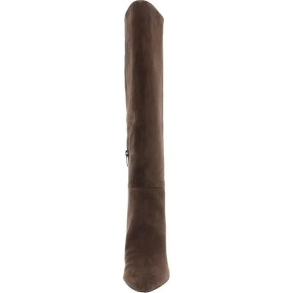Nine West Richy Women's Knee High Boots Size 7 Dark Brown Suede Stiletto Heel
